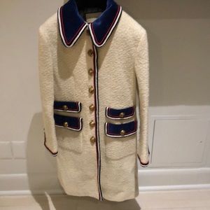 Gucci red white and blue wool trench coat